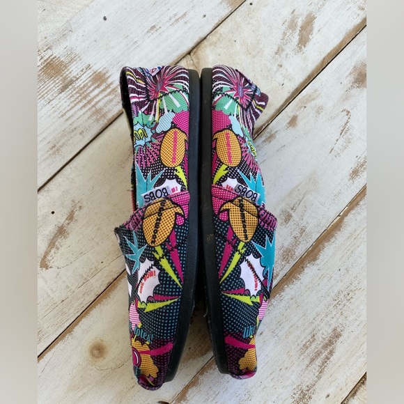 BOBS by Skechers Memory Foam slip-on shoes comic book pop art colorful EUC sz 7 - Picture 6 of 11